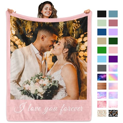 Custom Photo Blanket - Personalized Picture and Text Throw for Family Gifts & Home Decor