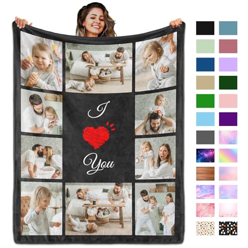 Custom Picture Blanket - Personalized Photo Throw with Text for Family Keepsakes and Special Occasions