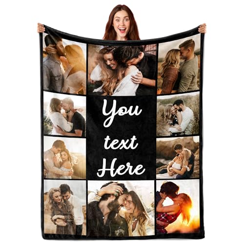 Personalized Photo Blanket - Soft Custom Throw with Picture and Text for Meaningful Gifts