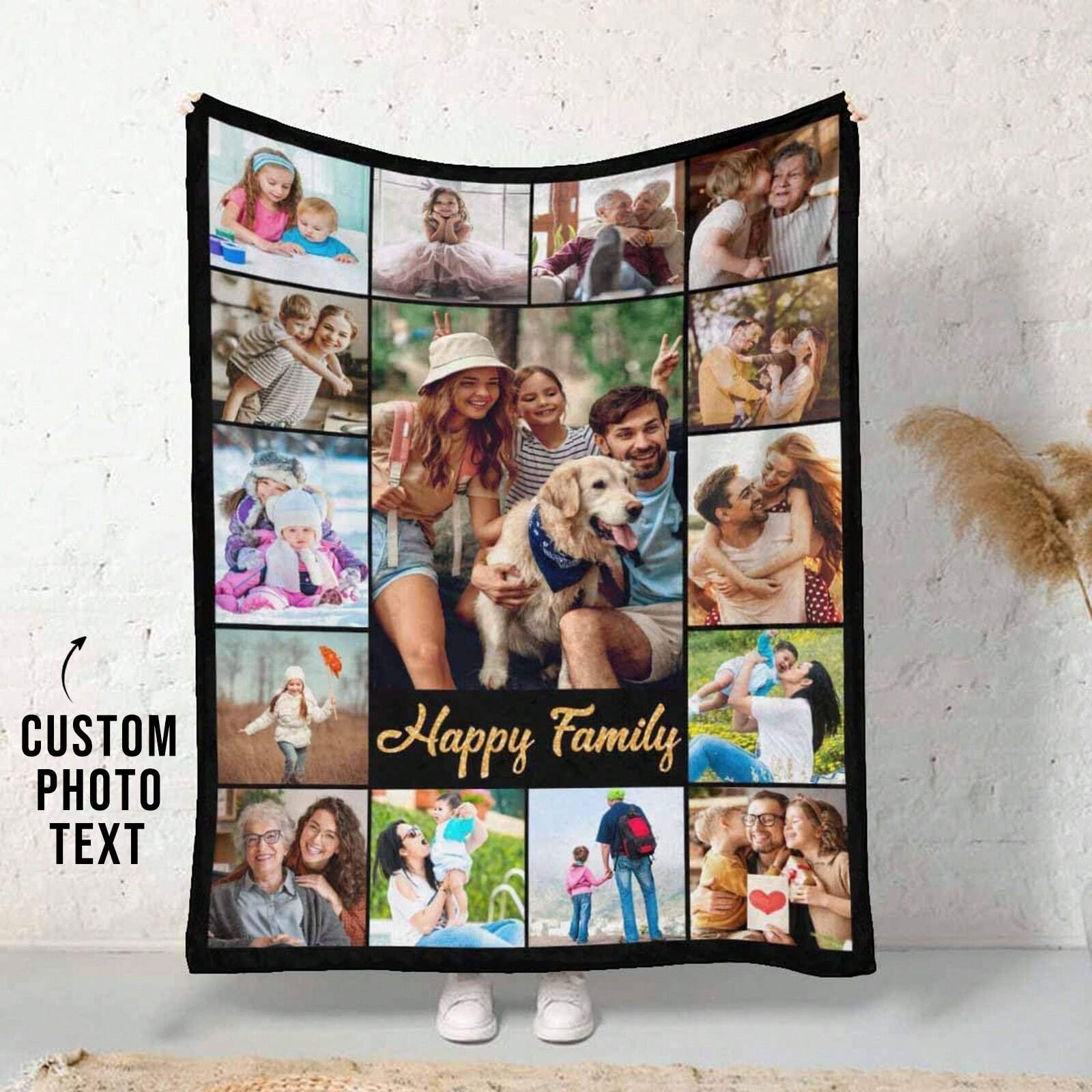 Personalized Photo Blanket - Soft Custom Throw with Your Photos and Message