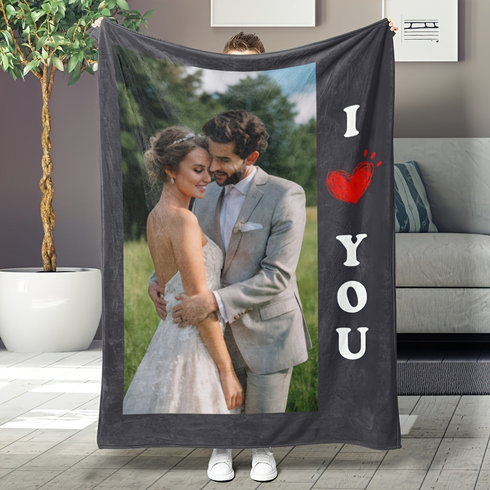 Personalized Family Love Blanket for Grandpa - Custom Photo Throw