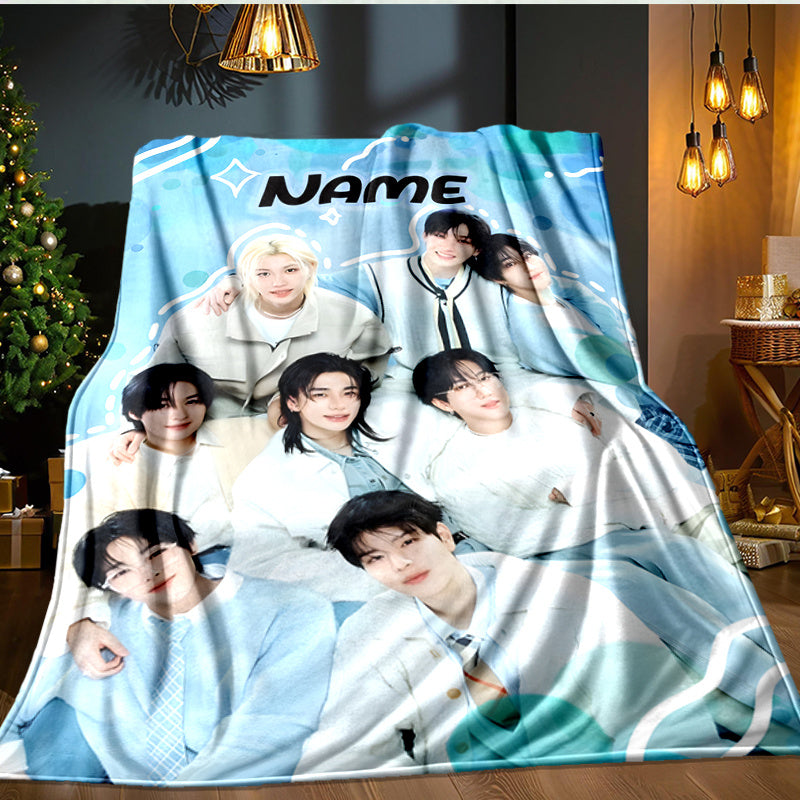 SKZ Blanket, Outdoor Throw, Flannel Coverlet, All-Season Sofa Bed Drape, Ideal Gift for Birthday and Christmas, Perfect for Home and Travel, Nighttime Use, Sofa Blanket