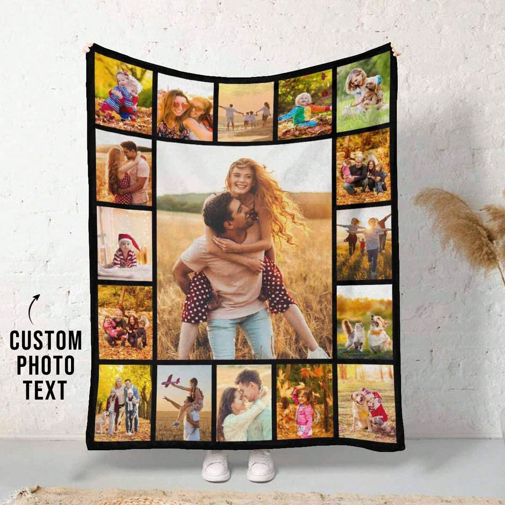 Custom Photo Blanket - Personalized Throw with Multiple Images for Family Gifts