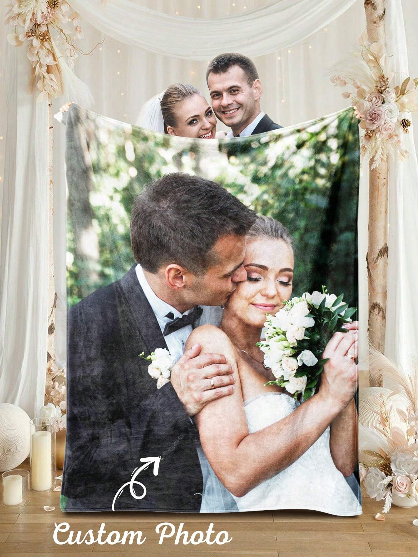 Custom Photo Blanket - Personalized Photo and Text Collage Throw for Gifts