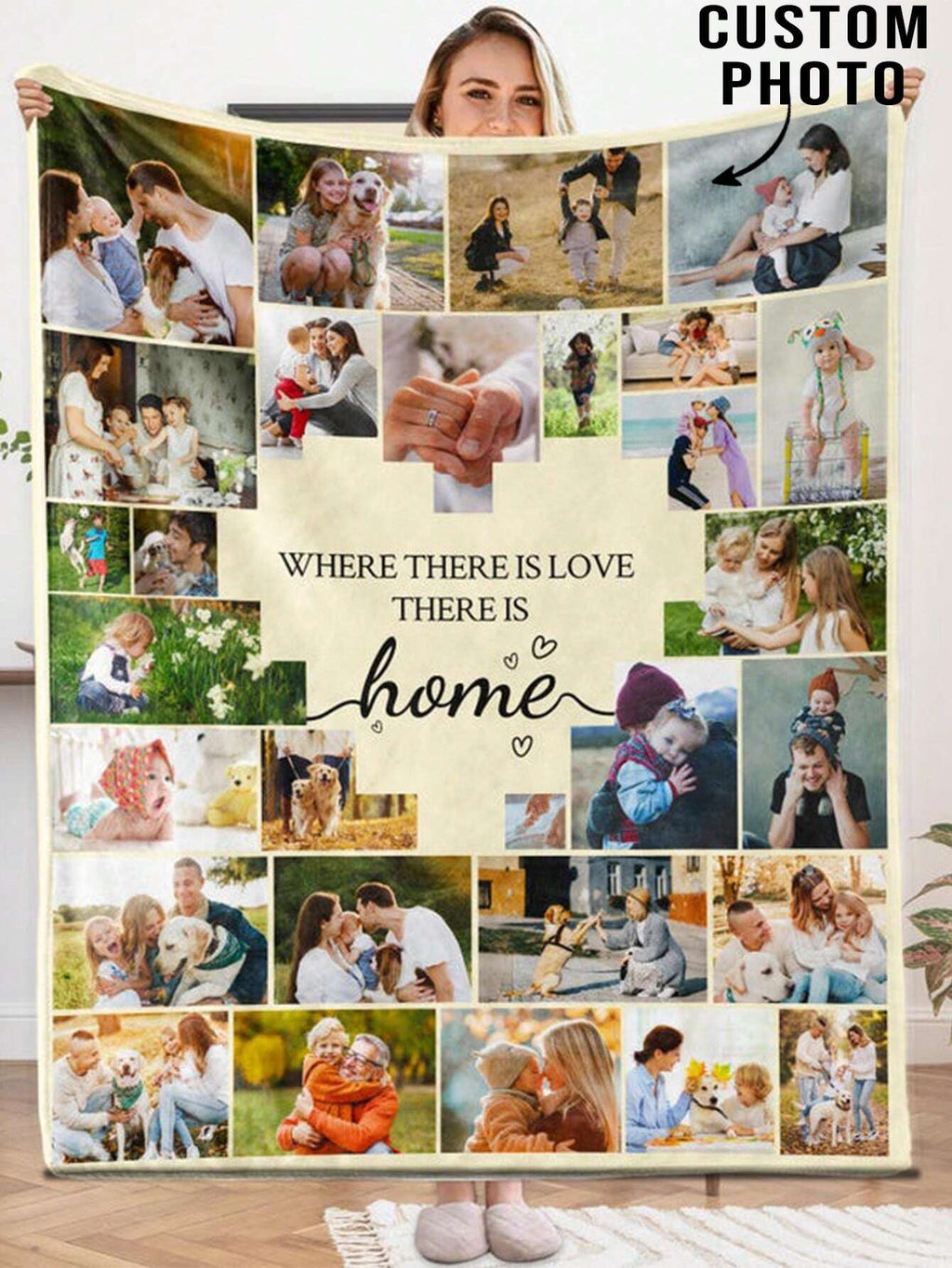 Custom Photo Blanket - Personalized Flannel Throw with Photos and Text