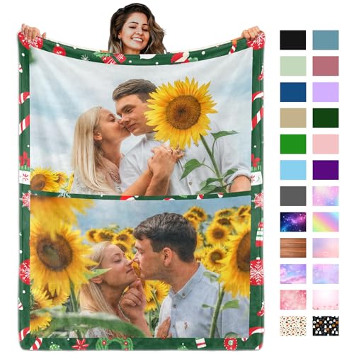 Photo Blanket Personalized - Custom Picture Throw with Name and Text for Unique Gift Ideas