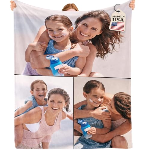 Personalized Picture Blanket - Custom Photo Throw with Text for Weddings, Birthdays and Memorial Gifts