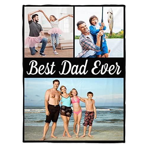 Custom Blanket with Photo and Text - Personalized Throw Gift for Parents, Couples and Friends