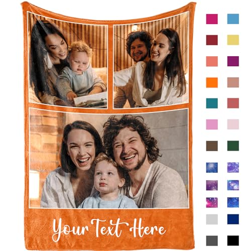 Personalized Photo Blanket - Custom Gift for Father's Day, Birthday and Family Celebrations