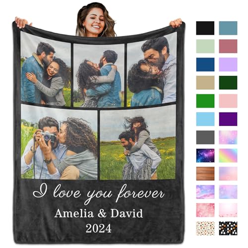 Custom Couple Photo Blanket - Personalized Throw for Romantic Gifts