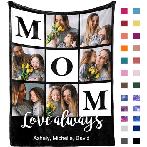 Custom Photo Gift Blanket - Personalized Throw with Picture and Text for Loved Ones