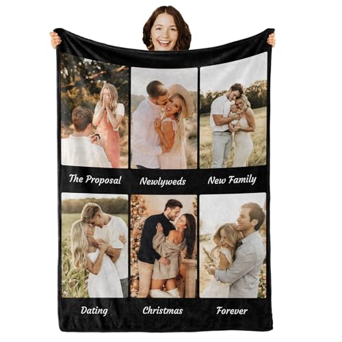Custom Anniversary Photo Blanket - Personalized Throw for Couples