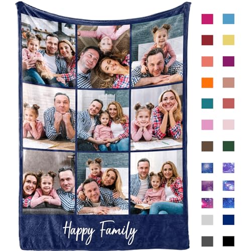 Personalized Picture Blanket - Custom Throw for Father's Day Gifts