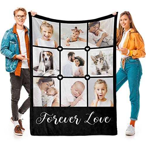 Custom Picture Blanket - Personalized Throw with Photo and Text for Gifts