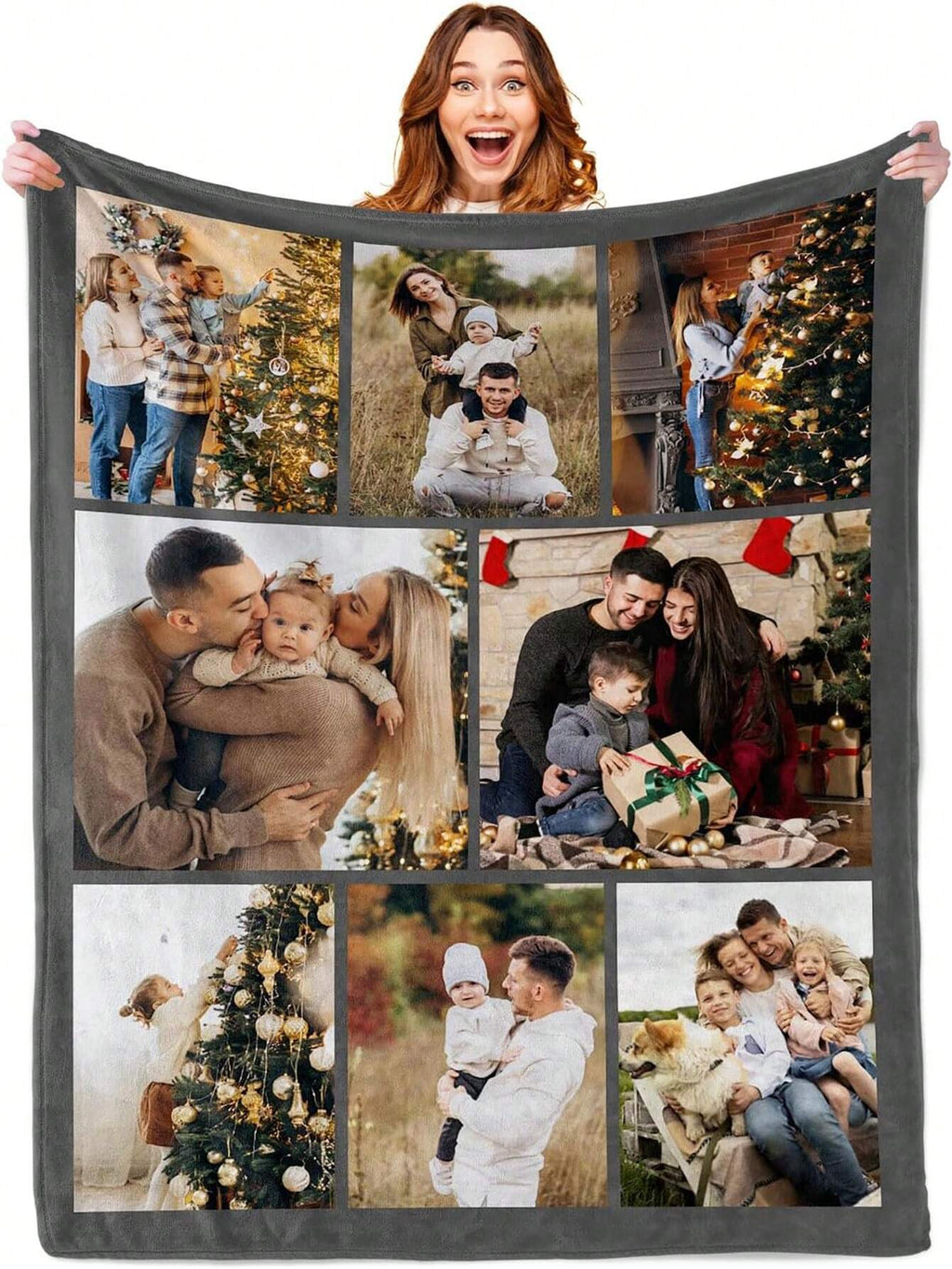 Personalized Photo Blanket - Soft Custom Throw Featuring Your Photos and Text