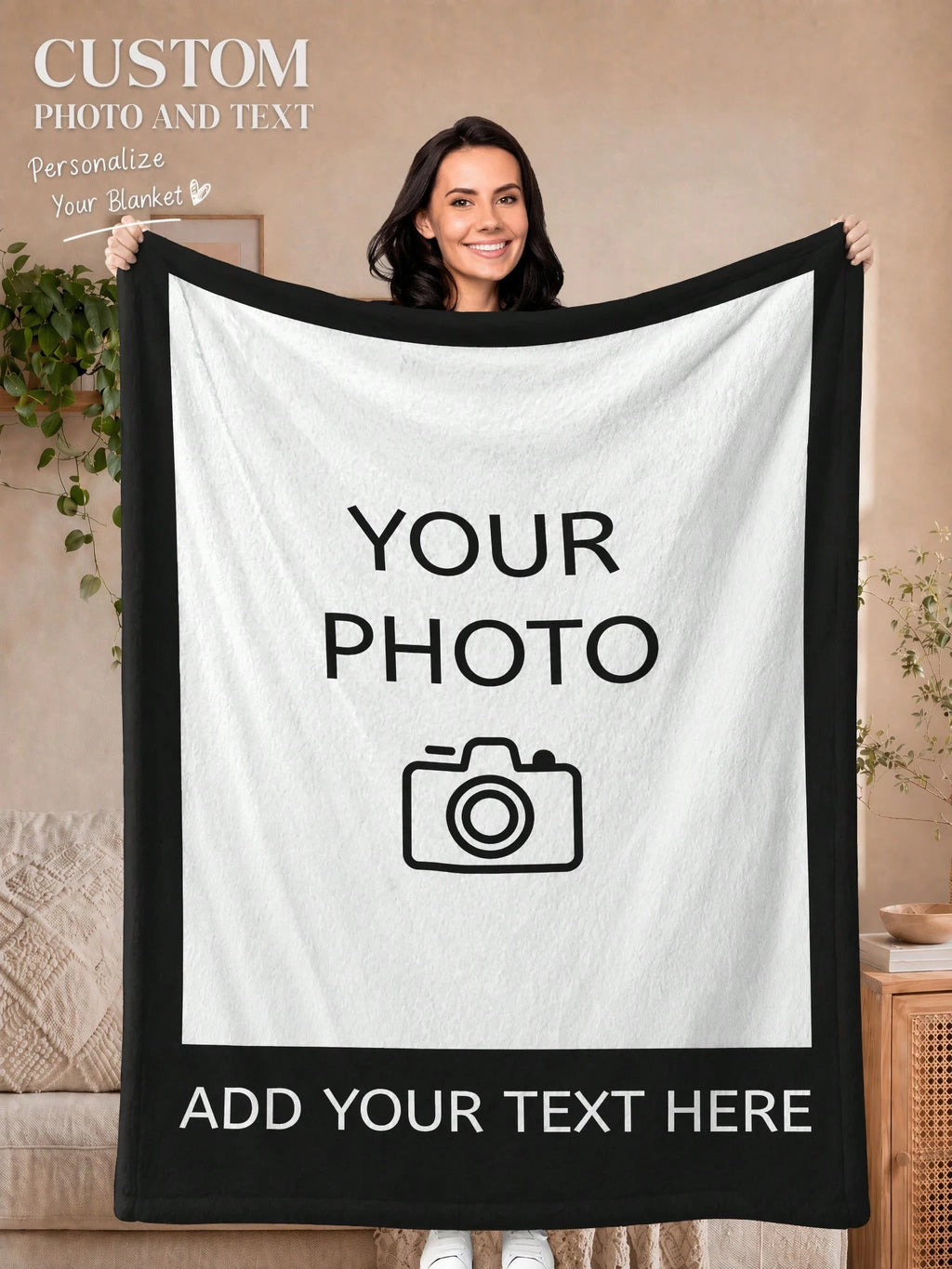 Personalized Photo Keepsake Throw - Decorative Home Blanket