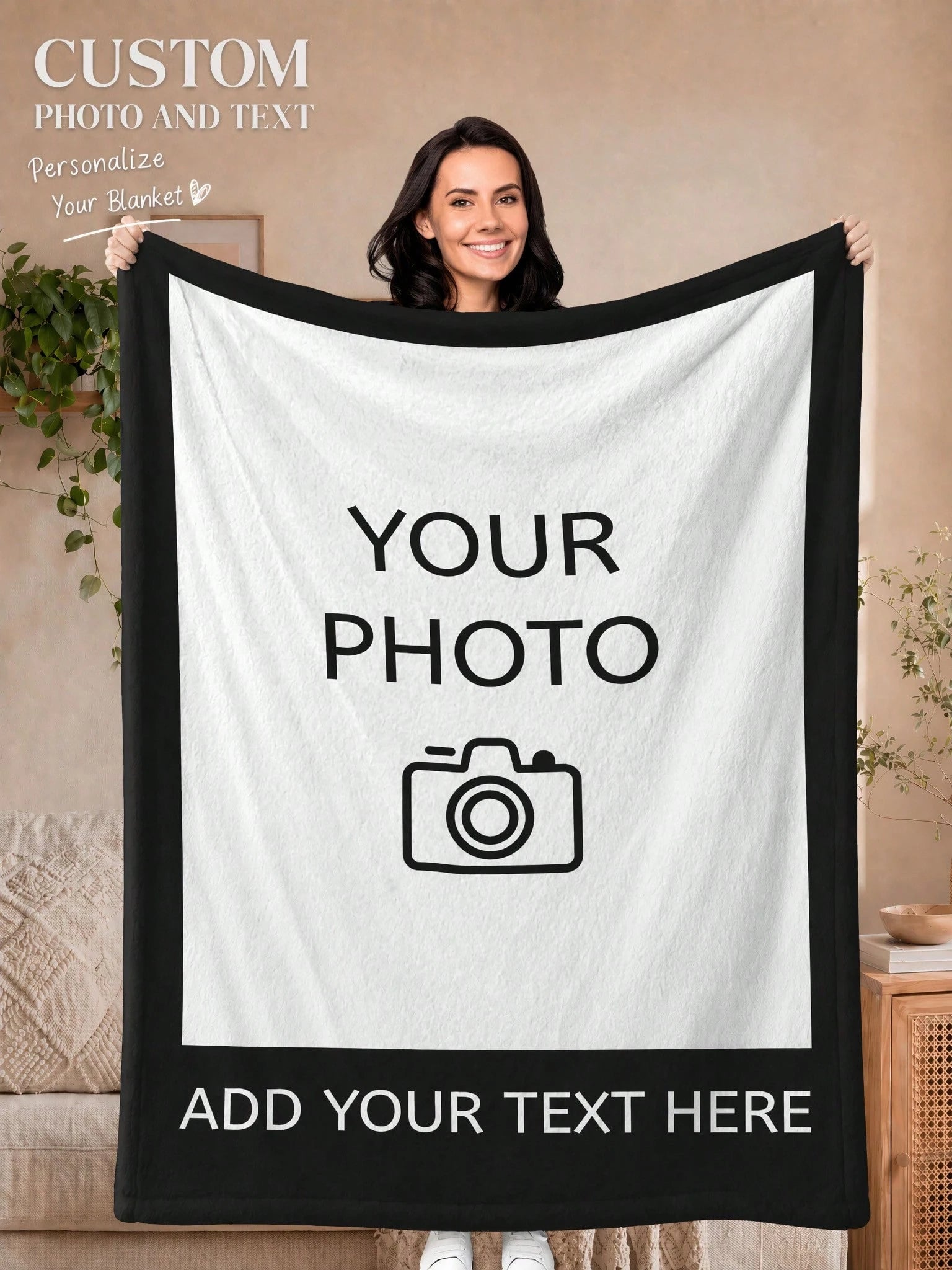 Personalized Photo Keepsake Throw - Decorative Home Blanket