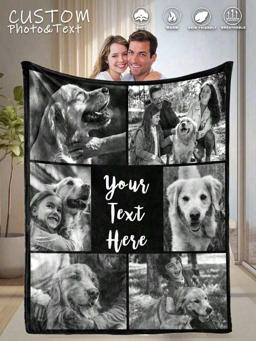 Custom Picture Blanket - Soft Throw for Couples, Pets and Home Use