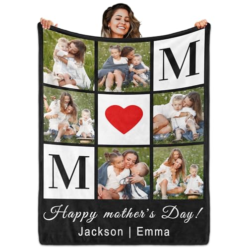 Personalized Blanket with Photos - Custom Text Throw for Home and Travel
