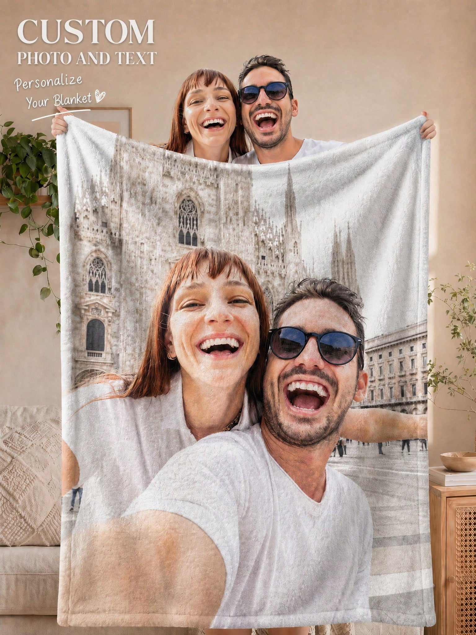 Custom Flannel Photo Blanket - Personalized Throw for Holidays and Home Use
