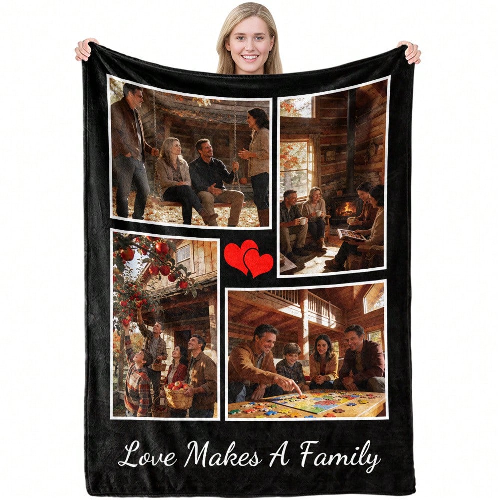 Family Photo Blanket - Soft Personalized Throw for Pets and Loved Ones