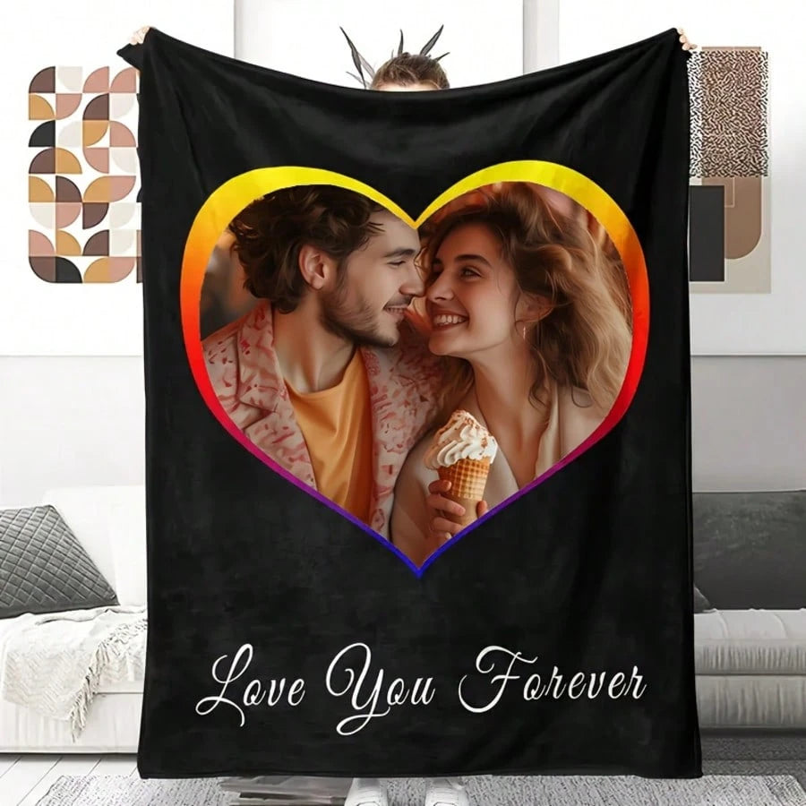 Custom Photo Blanket - Personalized Gift Throw for Couples and Family