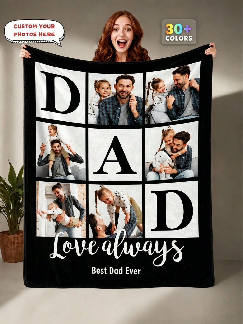 Custom Family Picture Blanket - Comfortable Flannel Throw