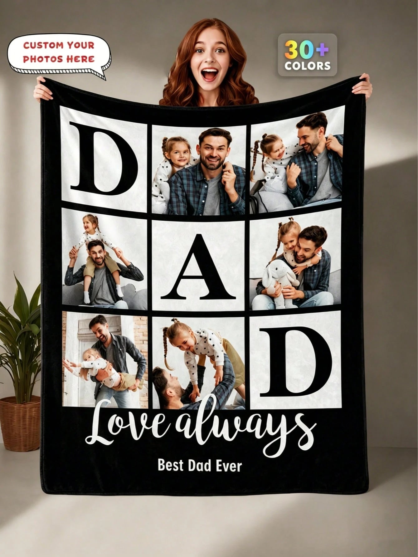 Custom Family Picture Blanket - Comfortable Flannel Throw