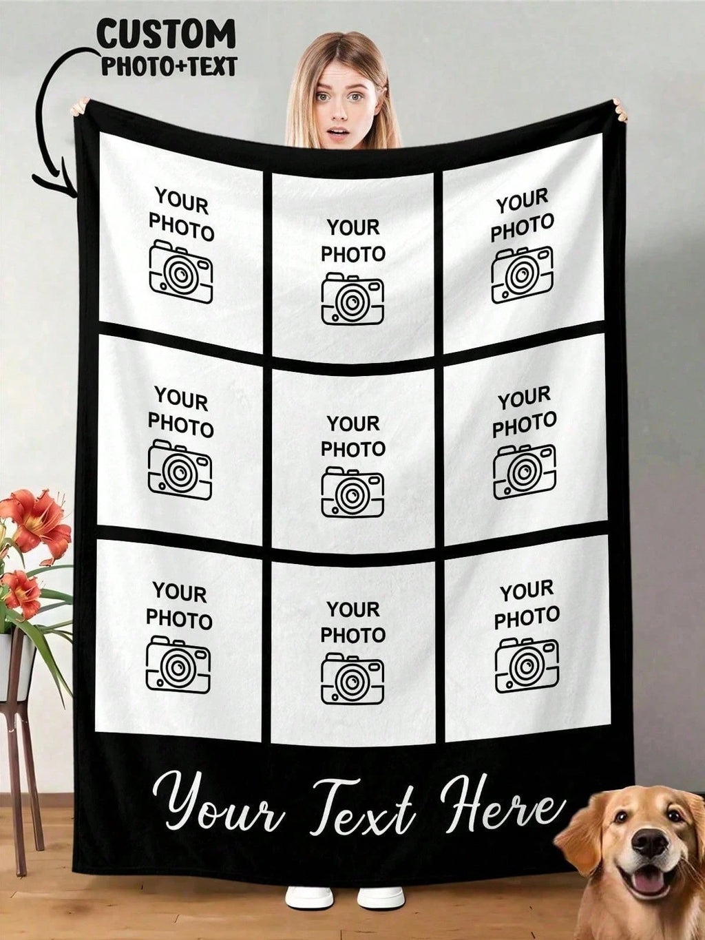 Personalized Blanket with Photos - Soft Home Decor Accent