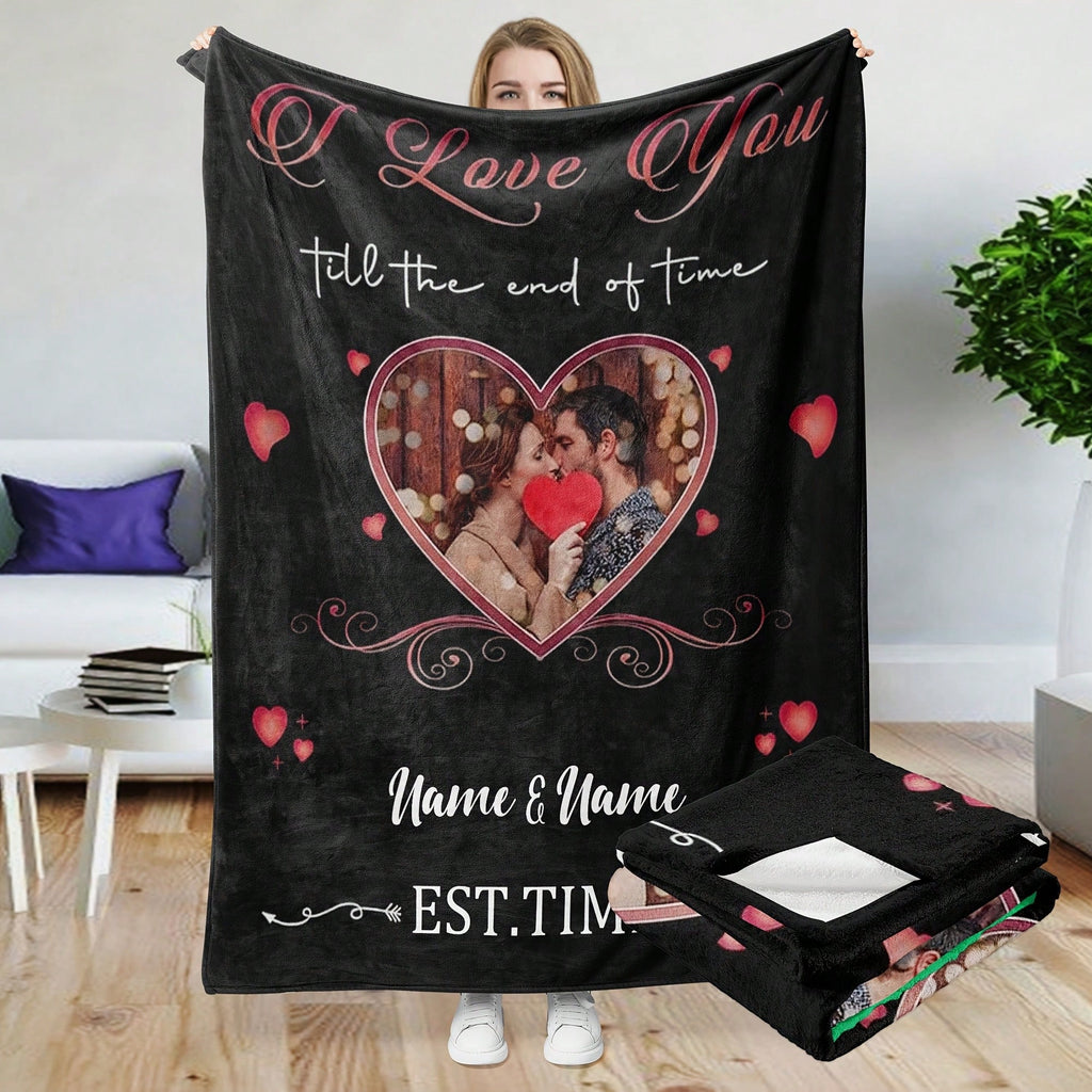 Personalized Couple Photo Blanket - Romantic Memory Throw