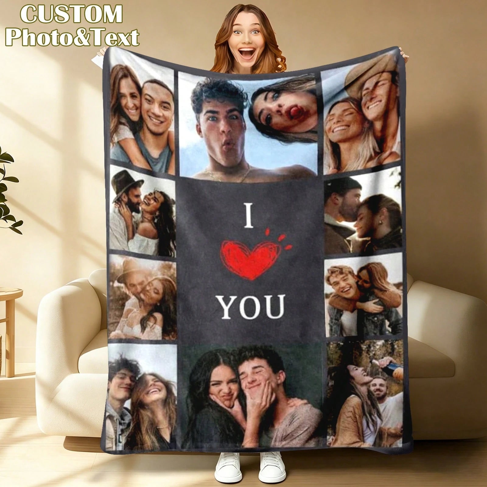 Personalized Family Blanket - Custom Photo Flannel Throw