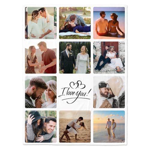 Personalized Birthday Memory Blanket - Custom Flannel Throw with Pictures