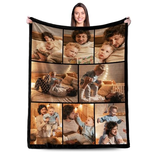 Custom Flannel Throw Blanket - Personalized Picture Gift for Parents
