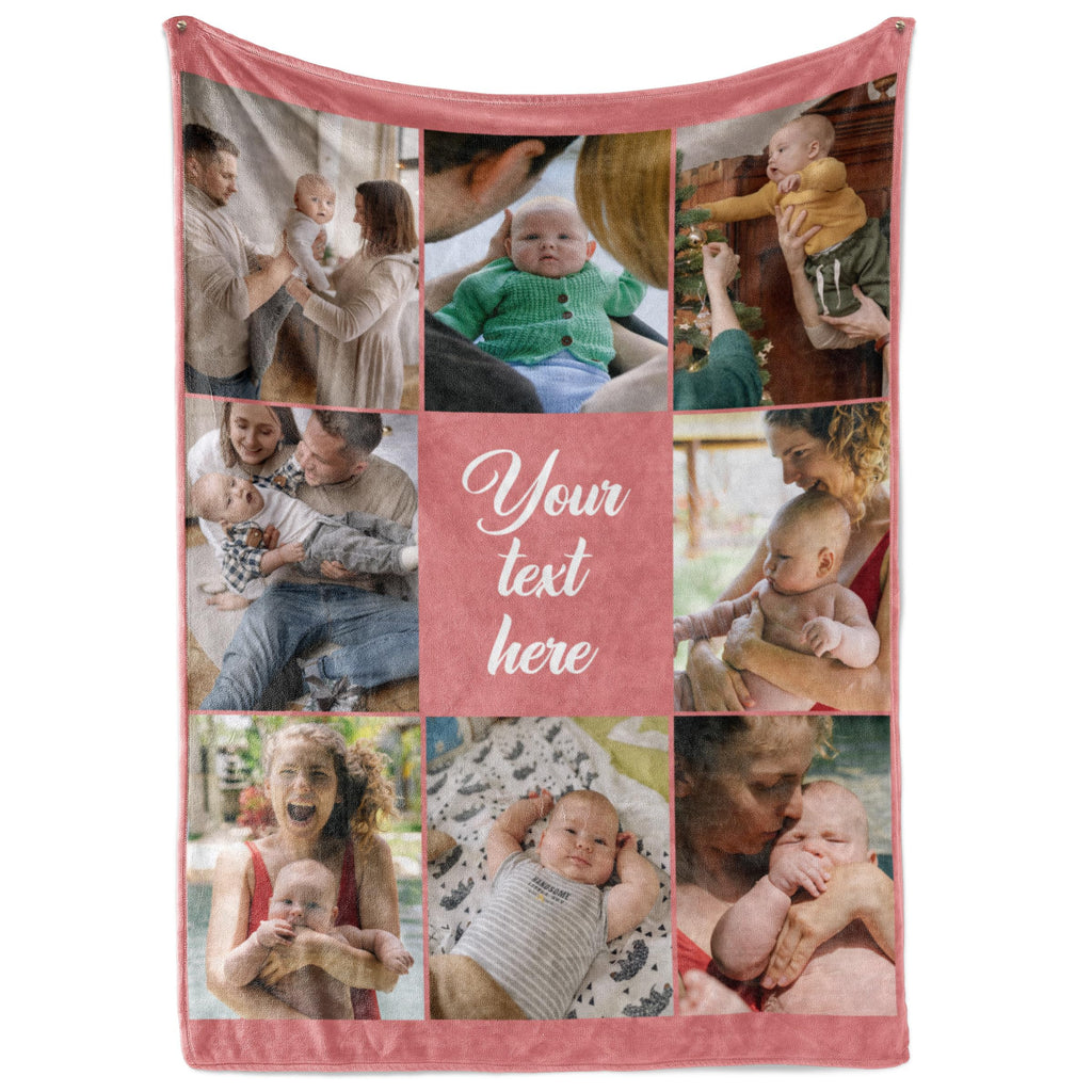 Custom Family Blanket - Personalized Flannel Throw with Photos and Names