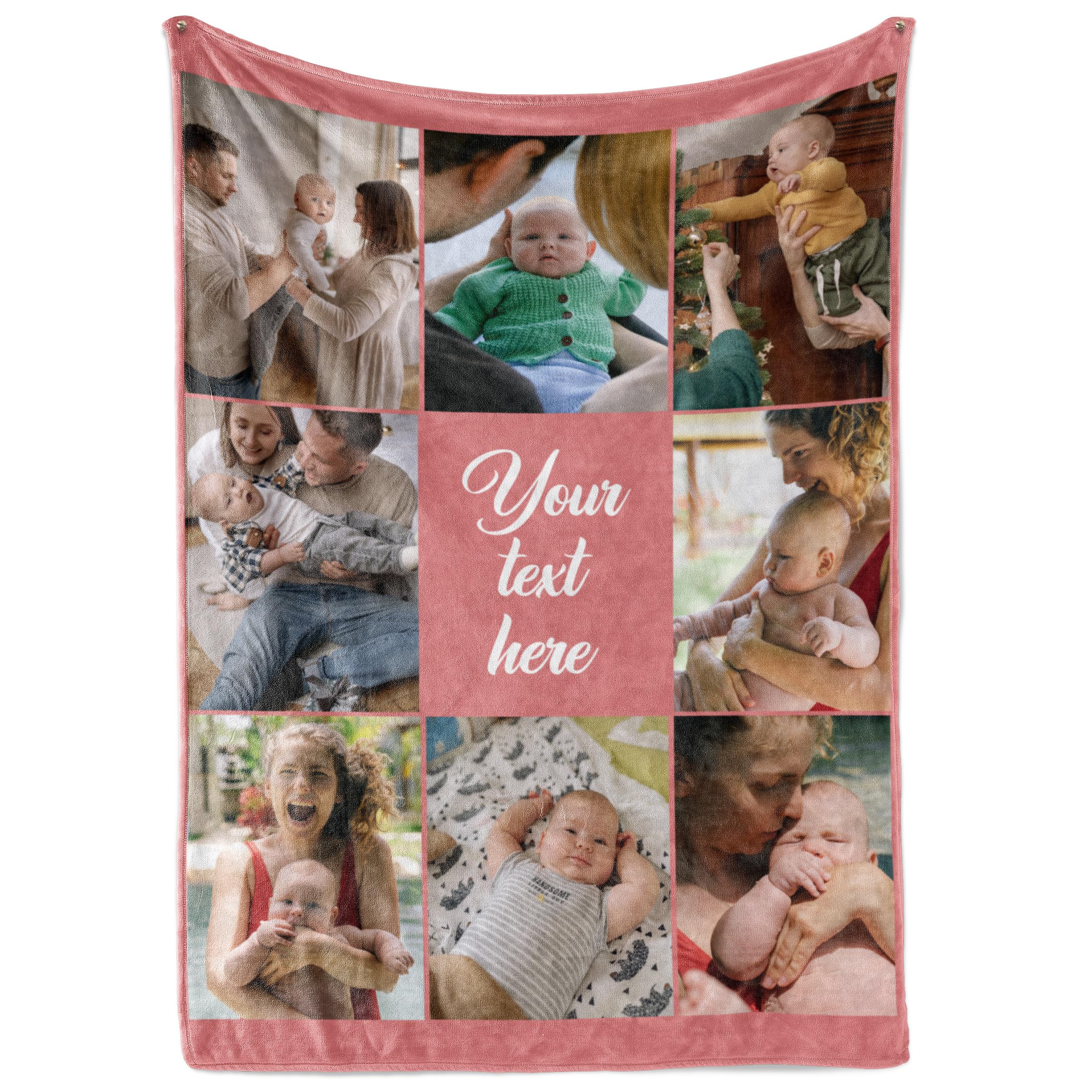 Custom Family Blanket - Personalized Flannel Throw with Photos and Names