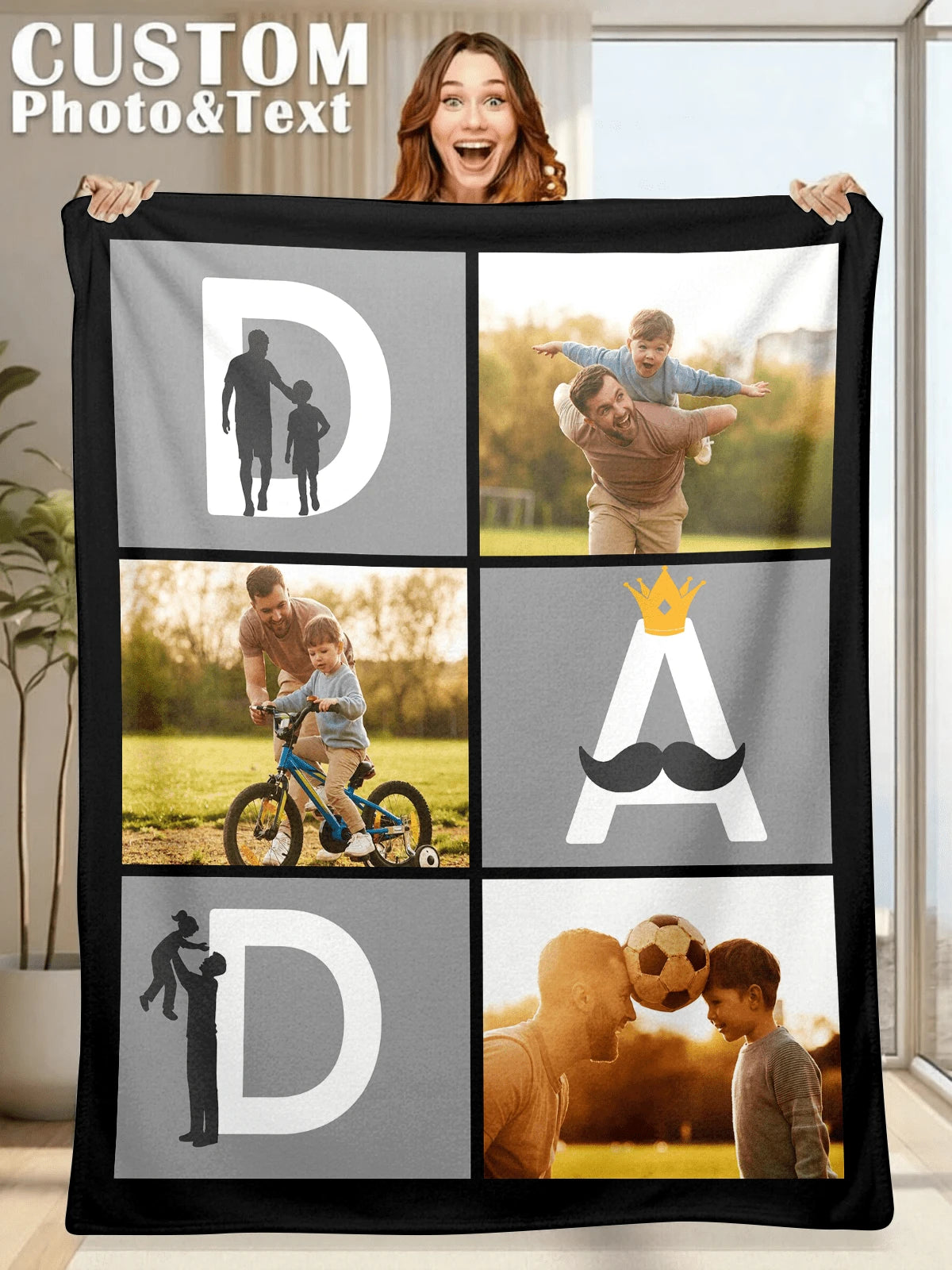 Custom Holiday Photo Blanket - Soft Personalized Home Throw