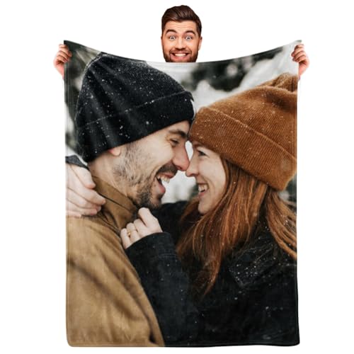 Personalized Picture Blanket - Soft Flannel Throw Featuring Custom Photos and Messages