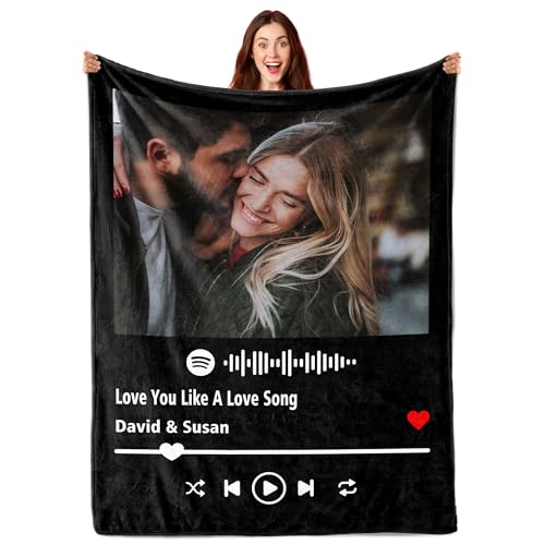 Custom Blanket with Photos and Text - Personalized Flannel Throw for Family Gifts and Home Comfort