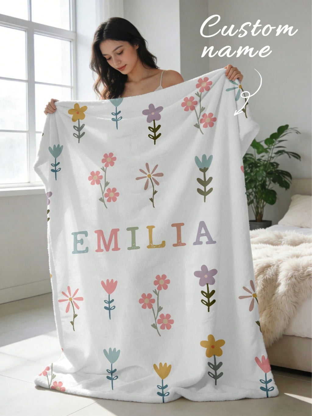 Custom Flannel Name Blanket - Personalized Throw for Bed, Sofa and Home Use