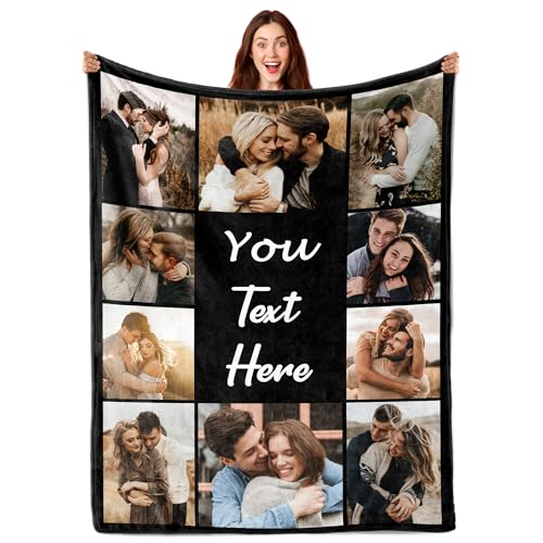 Custom Personalized Throw - Flannel Blanket with Picture and Text Design